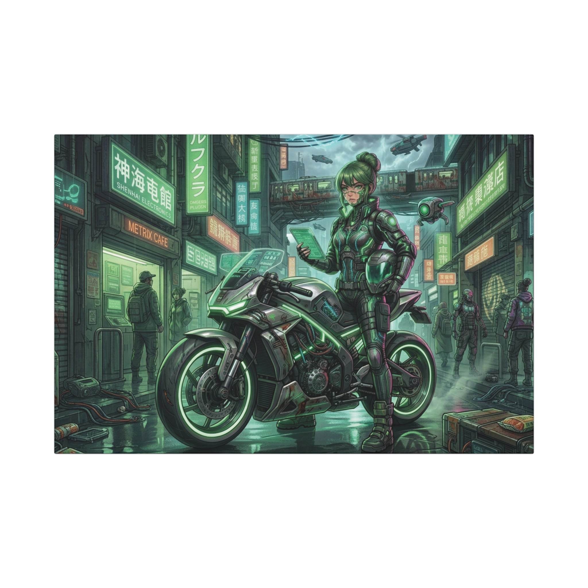 Cyberpunk Biker Canvas Wall Art