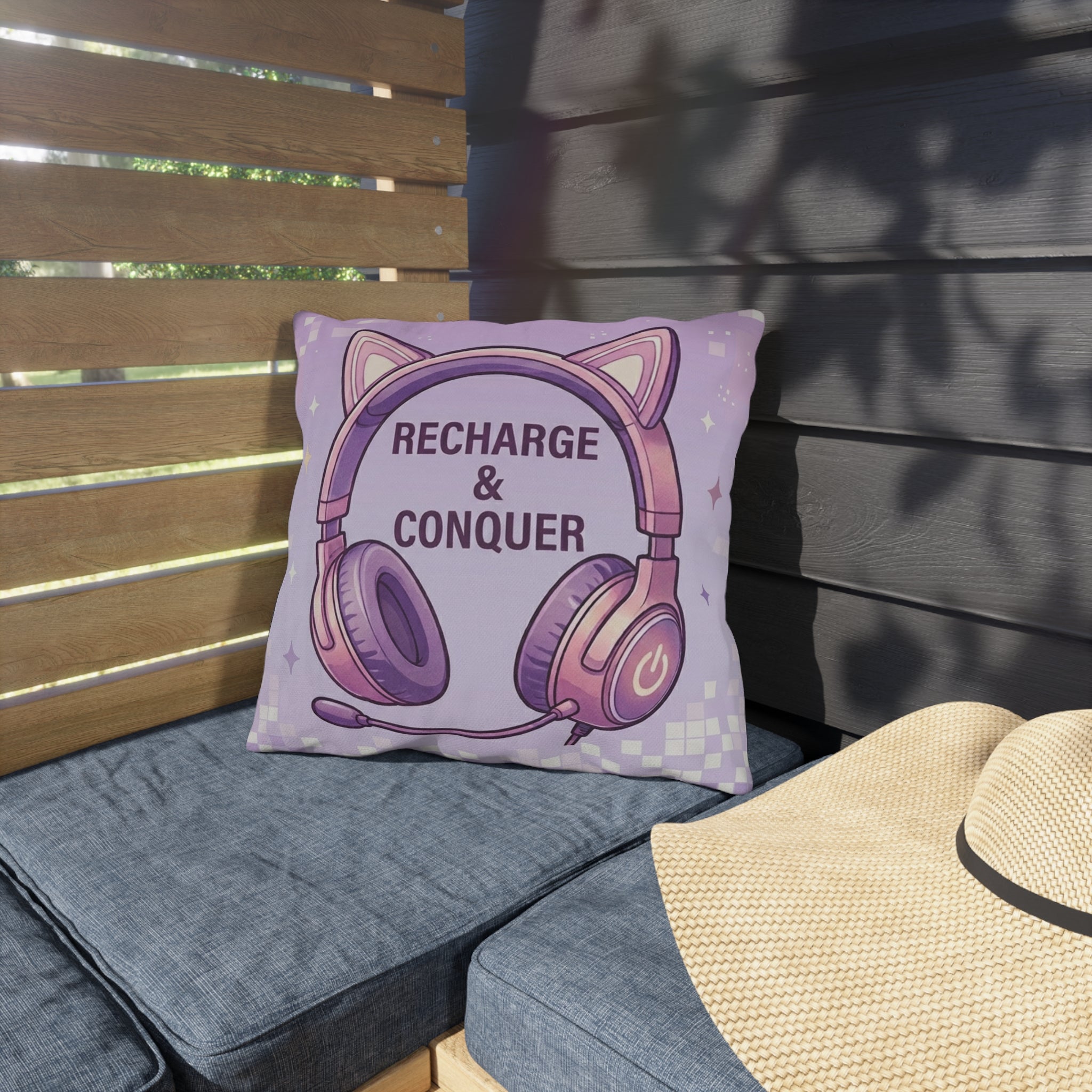 Gaming Pillow — Pink Cat Ear Headset & Controller “Recharge & Conquer”