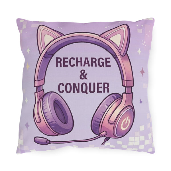 Gaming Pillow — Pink Cat Ear Headset & Controller “Recharge & Conquer”